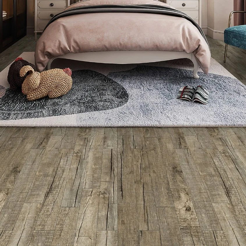 Factory Made Plastic Floor 5mm Thickness Wood Embossed Loose Lay DIY Vinyl Plank Flooring Eco Waterproof in Low Price