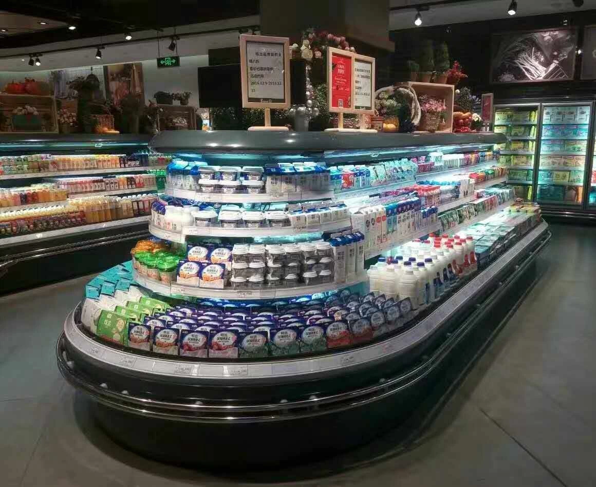 OEM Supermarket Commercial Retail Display Semi-Vertical Round Island