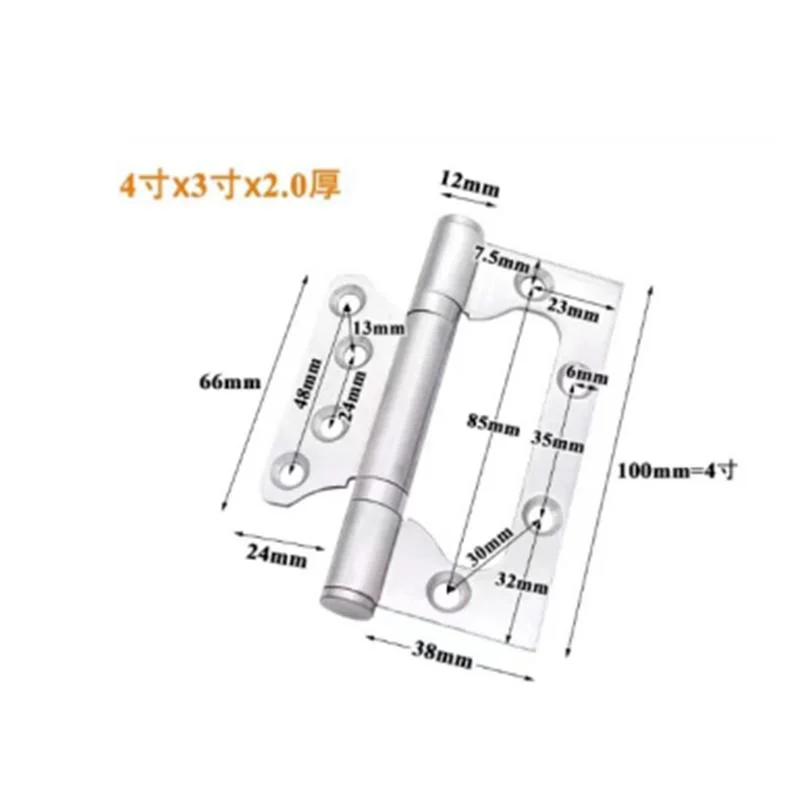 Acero Inoxidable Negro bisagras de puerta de madera 4 "Carta de engrosamiento de las puertas y ventanas de Hardware minimalista