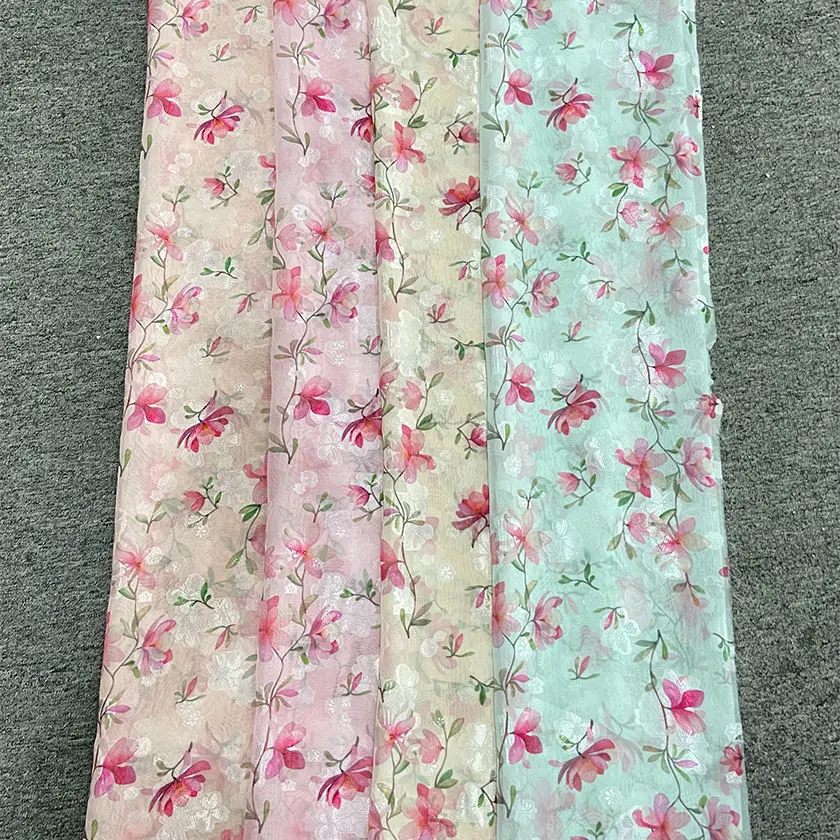 Wholesale/Supplier Mesh Tulle Lace Floral Pattern Light Color High quality/High cost performance  Girl Skirt Dress Fabric