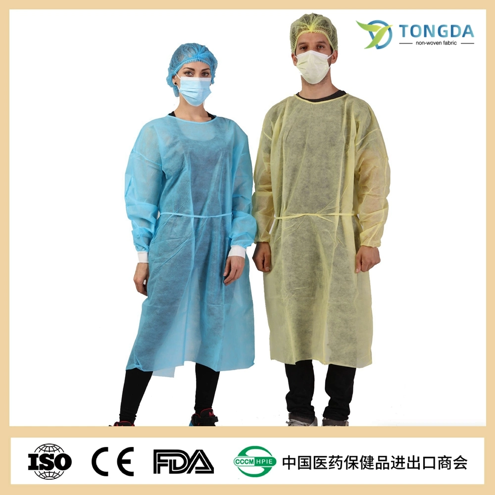 Disposable Protection Gowns, Adult isolation gown Non-Woven Aprons, Long Sleeves, Neck and Waist Ties