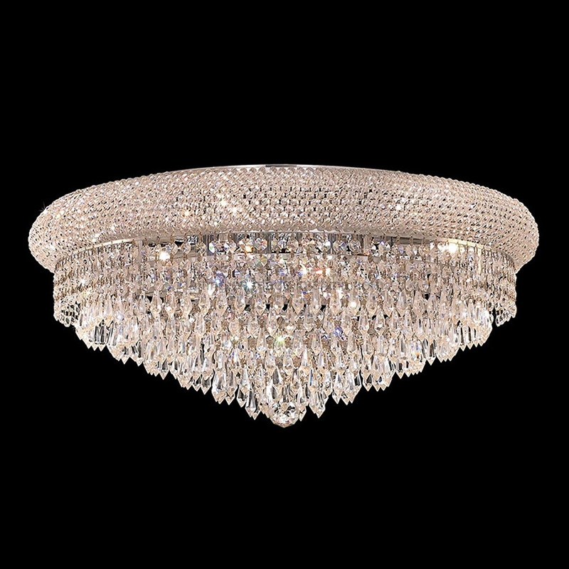 Hotel Foyer Custom Fixture Restaurant Flush Mount Ceiling Lighting Round Crystal Chandelier