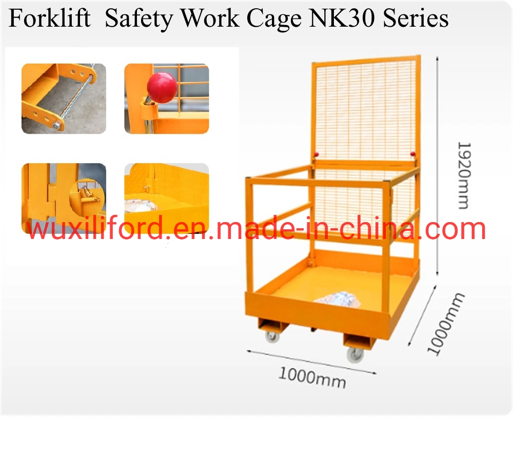 Forklift Jib Grabber Hoist Attachment Fold-Down Forklift Safety Cage Man Basket Nk30 Series