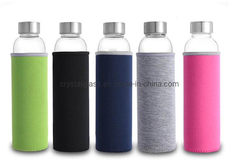 Heat Resisting Simple Office Mineral Water Bottle Clear Glass Bottle 300ml 420ml 500ml