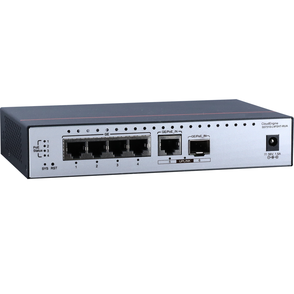 S5731s-L4p2ht-Rua Network Switches 4*10/100/1000base-T Ports, Poe++, 1*Ge Hybrid Optical-Electrical SFP Port, 1*10/100/1000base-T Port