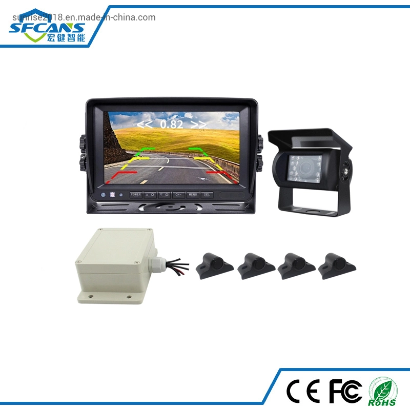 Som de radar de sensores de estacionamento com veículo espelho da câmara e 7 polegadas