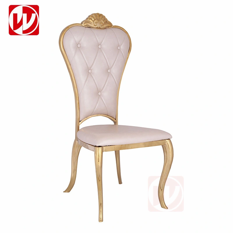 Luxury Gold Wedding Chair High Back Stainless Steel Dining Chair for Event Reception