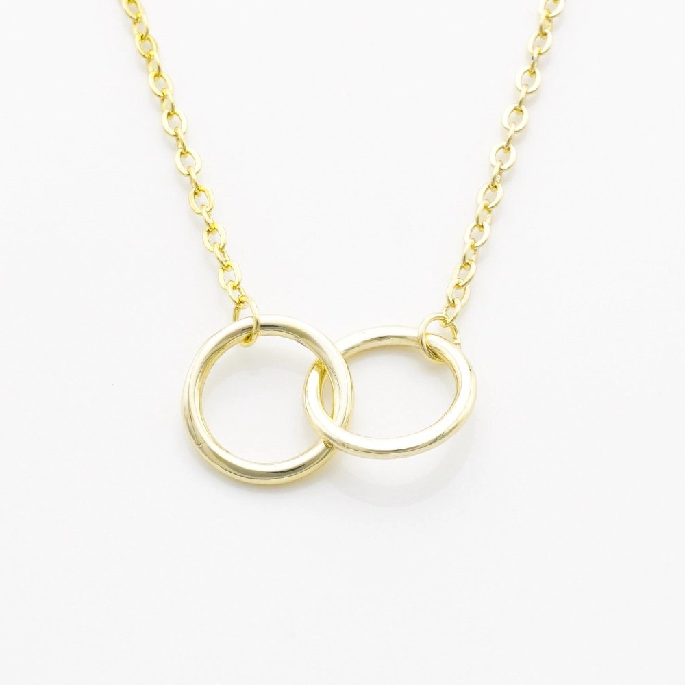 Design Simple Pretty Fashion 18K Gold Silver Jewelry with Interlocking Circles Necklace
