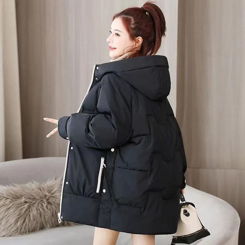 Winter Down Cotton Jacket Women&prime; S MID-Length Korean Version Thick Cotton Coat