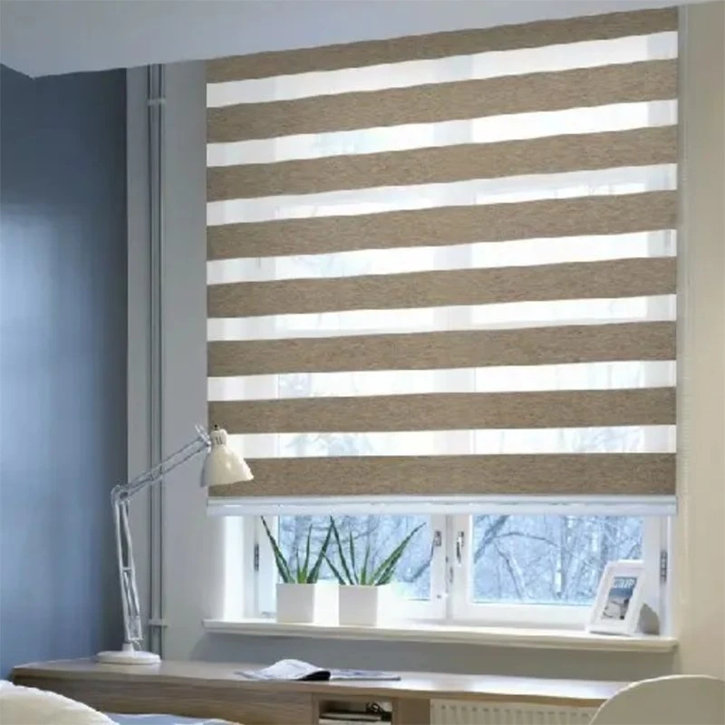 Crema de Blackout Blige White Roller Blinds Zebra de doble capa Ciegas para el Estudio