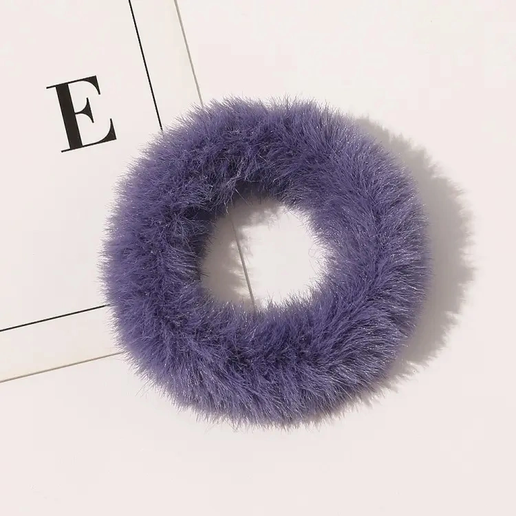 Colorful Soft Plush POM POM Scrunchies Elastic Faux Fur Fluffy Winter Hair Bands for Women Hair Accessories