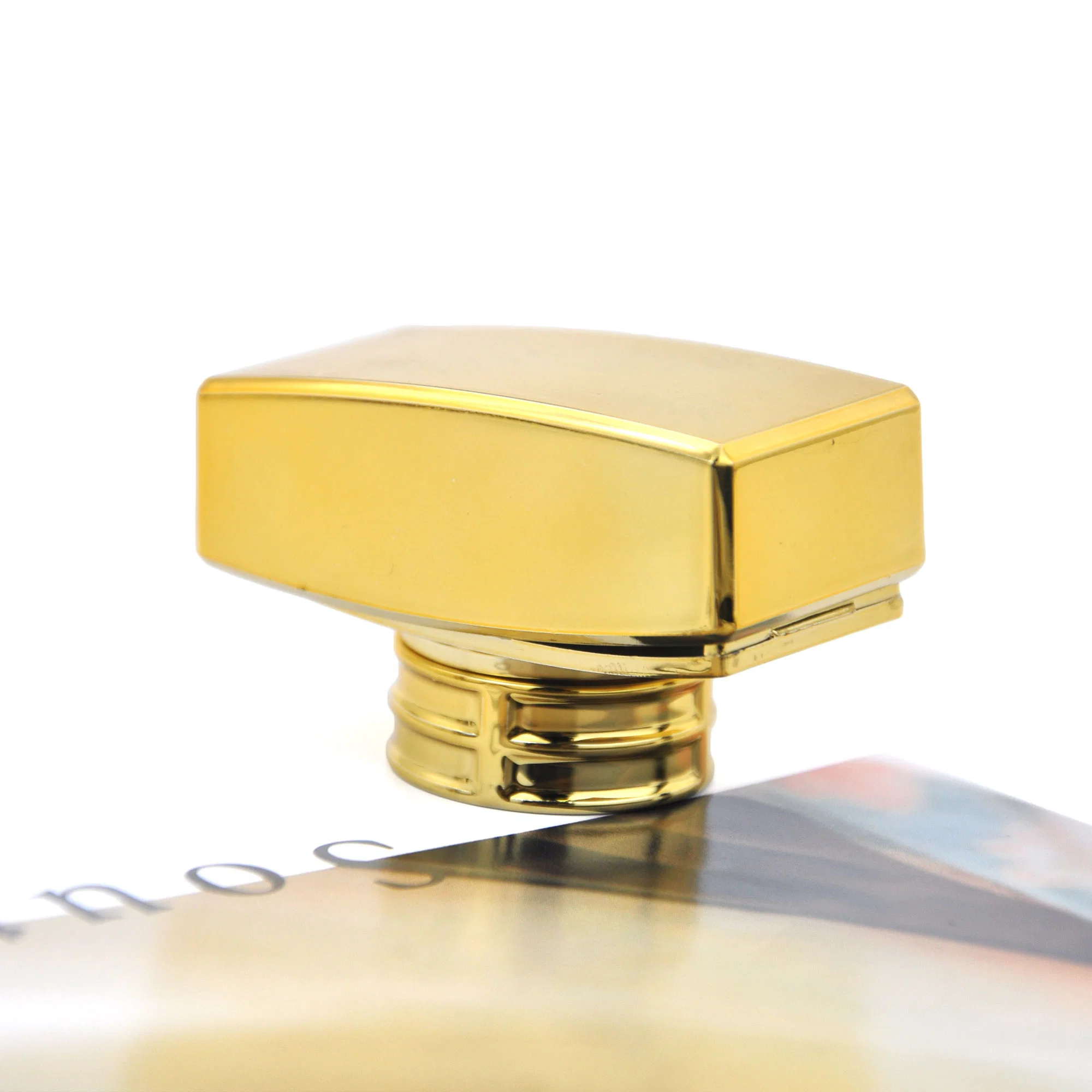 Cute Inner Plastic Square Gold Silver Zamac Cap for Perfume Spray Glass Bottle