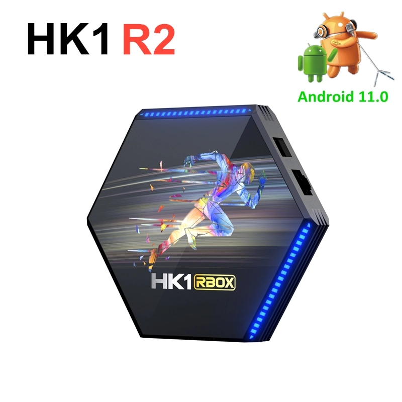 تلفزيون بنظام Android TV ذكي 4K HD، تقنية IPTV HK1 R2 WiFi قم بضبط الصندوق العلوي