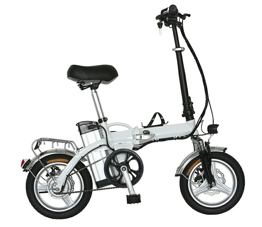 Removable Pedal Assist Lithium Power Lightweight 14 Inch Folding Electric Bike 36A 200-250W