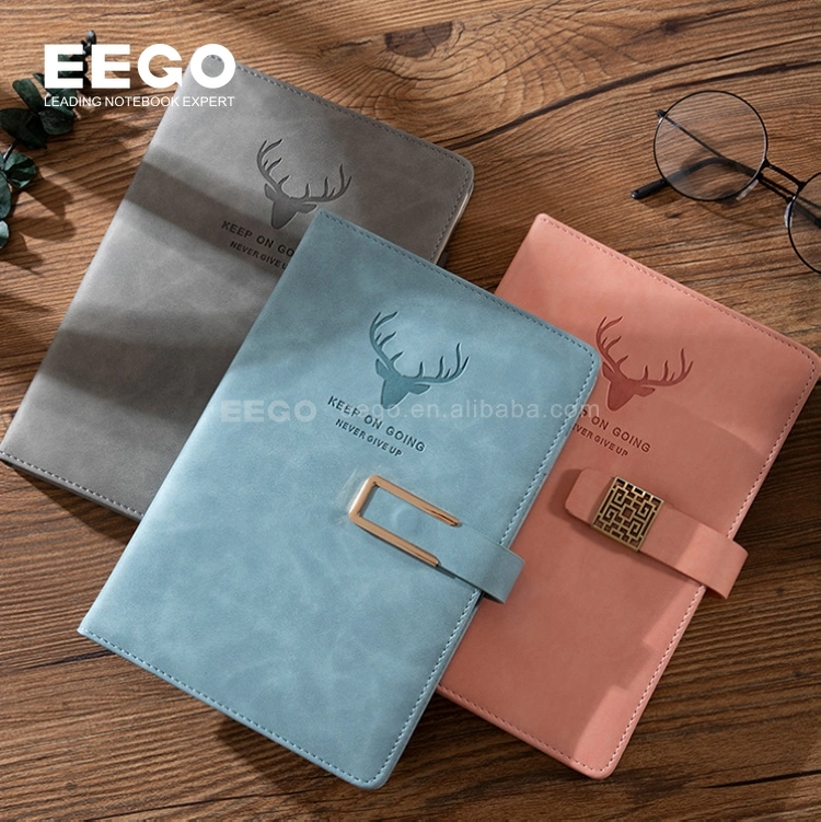 Bas MOQ Custom Design A5 cahier Journal Classic Corporate Journal Carnet de notes pu avec fermeture magnétique