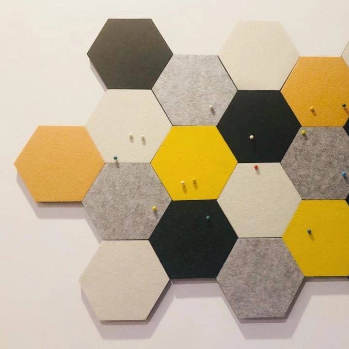 Hexagonal Shape Pet Fiber Acoustic Panel Bevel Edge Chamfer Edge