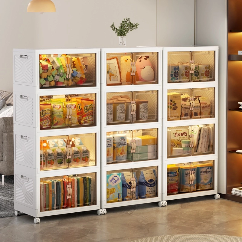 Placard de bureau à domicile Boîte de rangement pliable en plastique avec couvercle et roulettes.