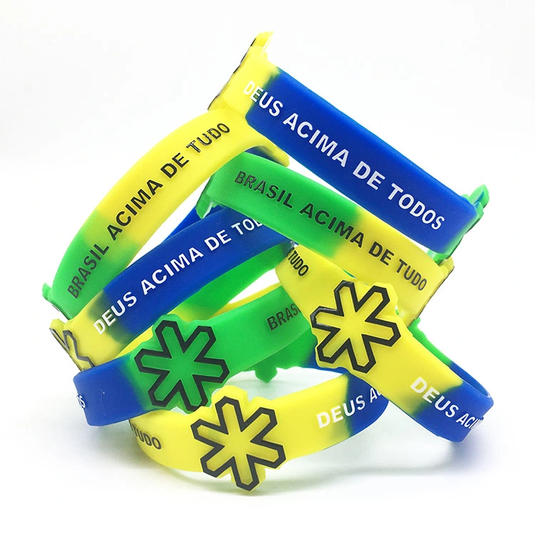 Cadeaux de Noël bracelet élastique couleur personnalisée bracelets en caoutchouc silicone Bracelet Pour la promotion