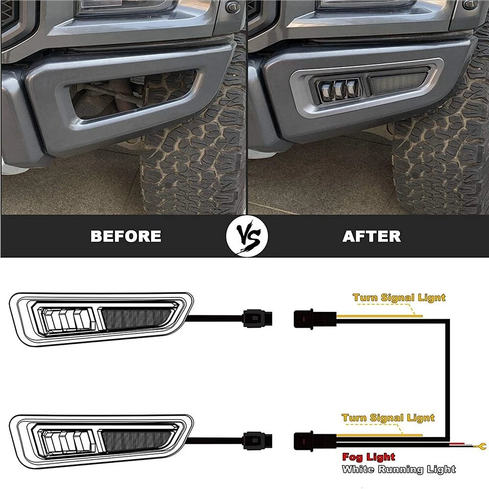 Otros Accesorios de luces de coche luces antiniebla LED para Ford F150 Raptor 2017+