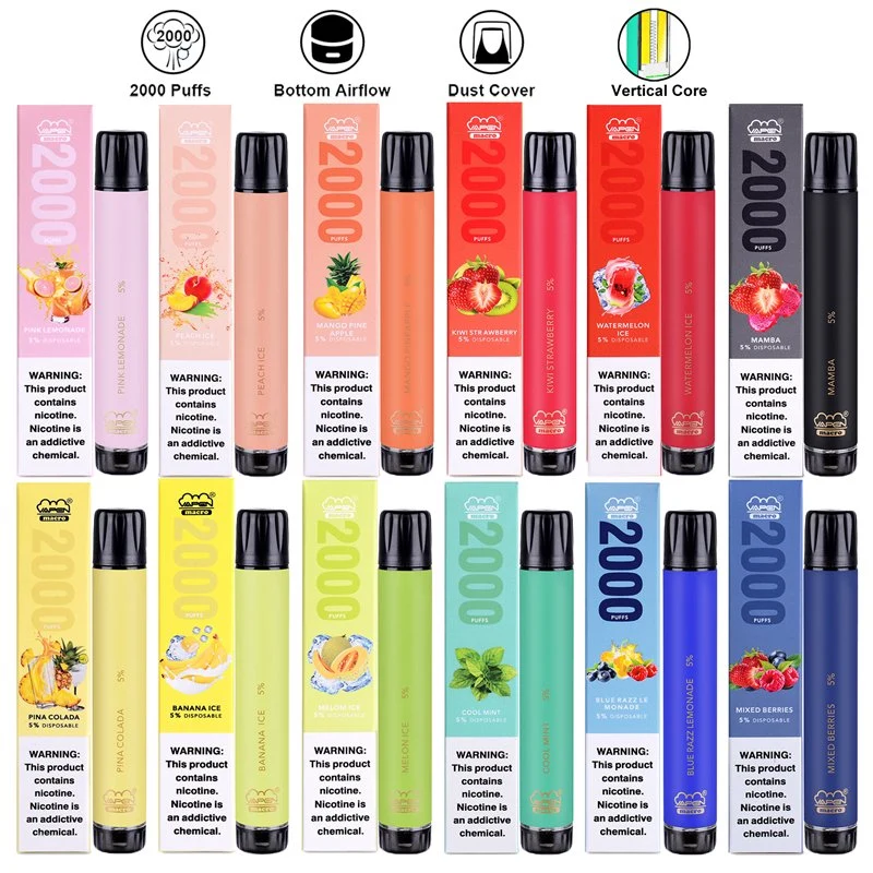 Humo Extra desechable VAPE 2000puffs sabores de fruta al por mayor E Lux Precio Mini cigarrillos electrónicos