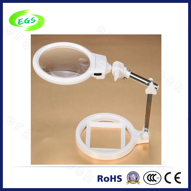 Lupa de mesa LED dobrável portátil Lamp/lente/lupa com luz (EGS-3B-4A)