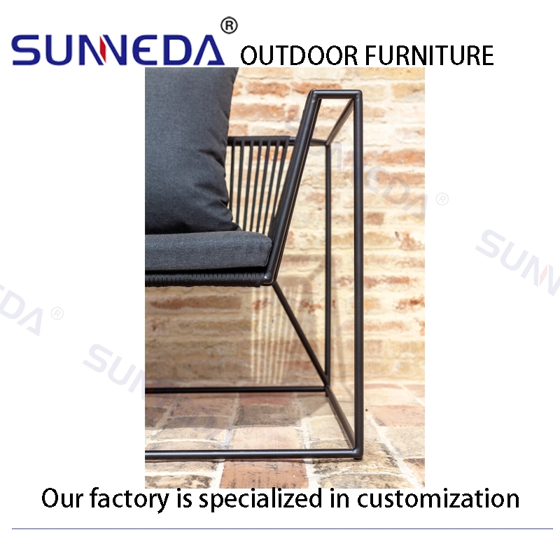 Patio Garden Modern Corner Sofa and Glass Table Aluminum Furniture