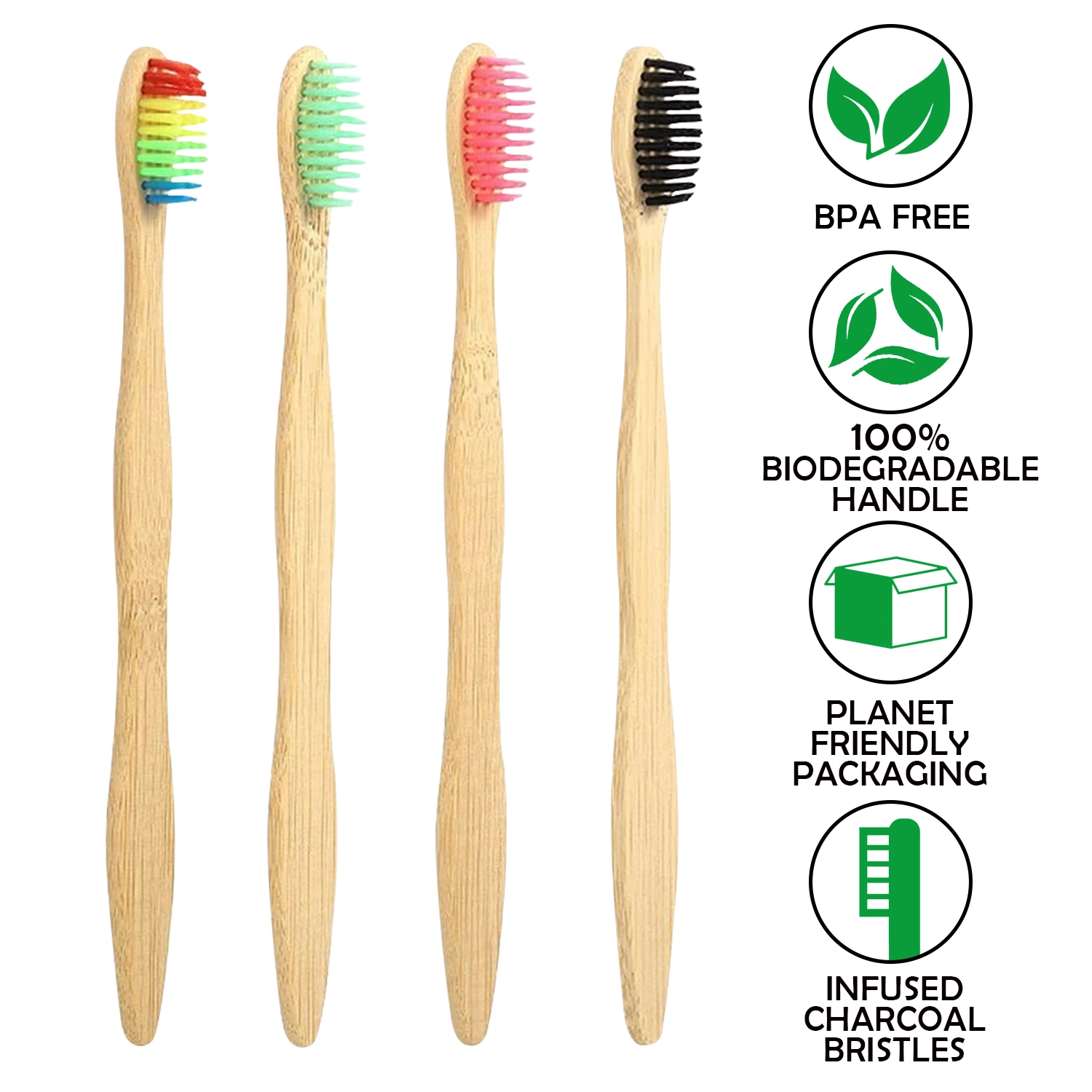 Poils en nylon moyens biodégradable naturel brosse à dents en bois sans BPA écologique
