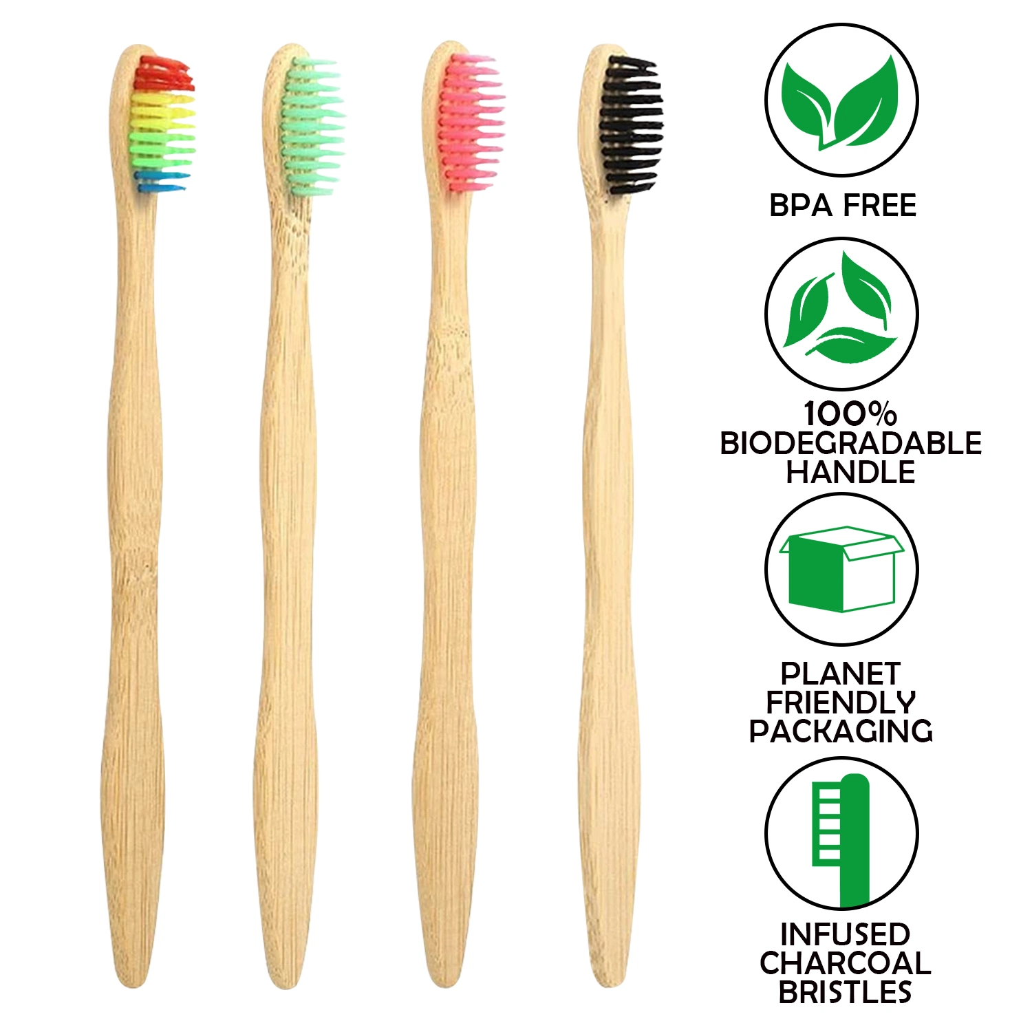 Cerdas de nylon médias escova de dentes de madeira ecológica sem BPA biodegradável natural