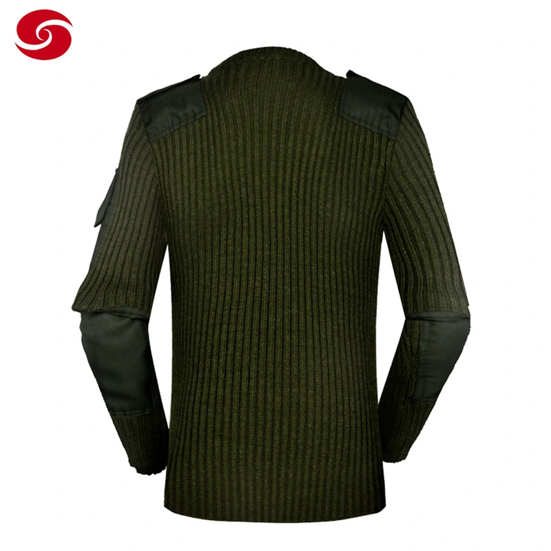 Long Sleeves Army Green Wool Pullover Men Military Sweater