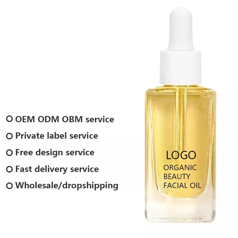 OEM Custom Logo Anti Envejecimiento de la arruga Vegan natural orgánico de Jojoba Aguacate albaricoque cara Piel Reafirmante Aceite facial