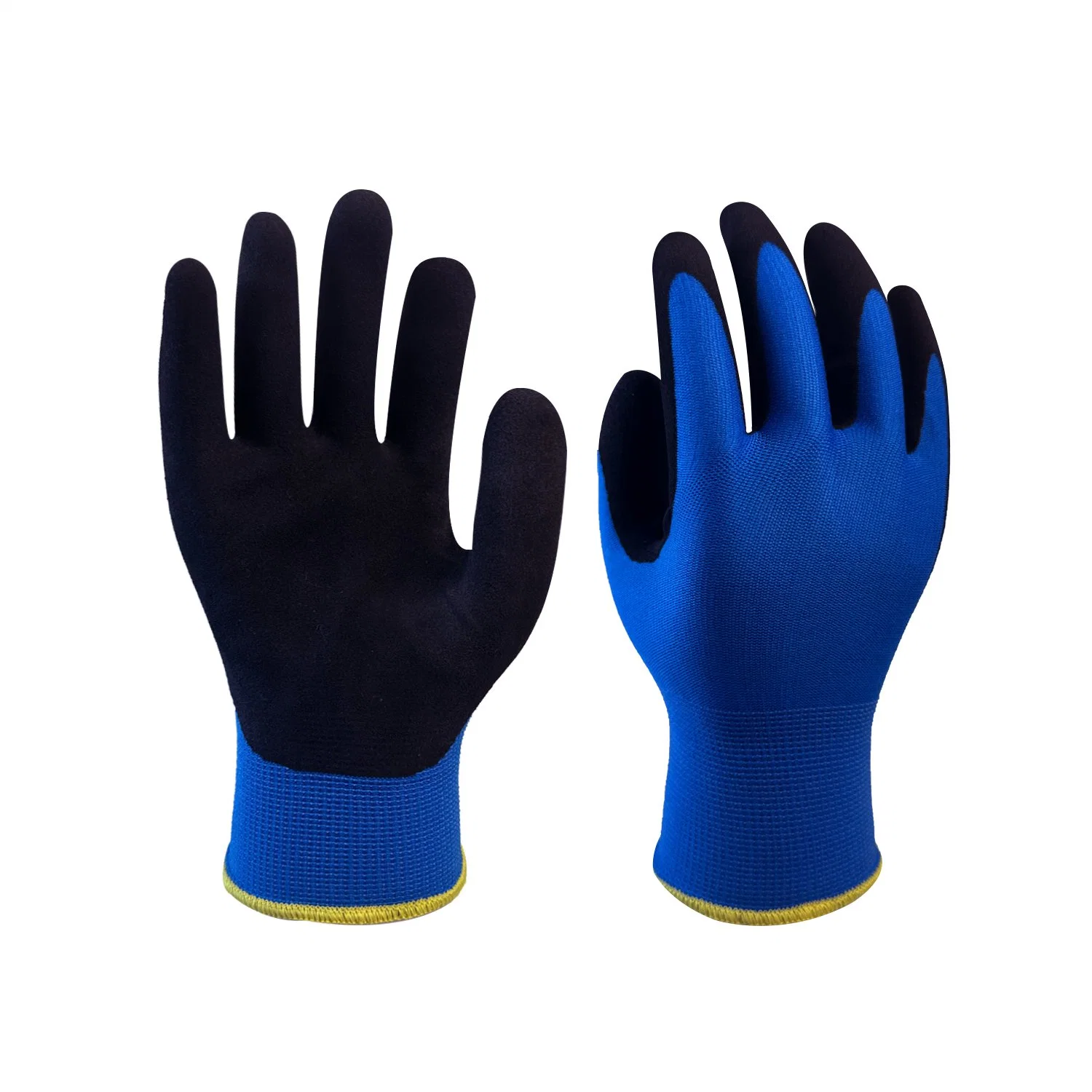 China Wholesale 13-Gauge Blue Foam Process Palm Dipped Polyester Latex Coating Work Protective Labor Gloves