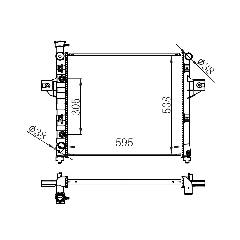 Marca Nueva Auto Partes 52079428 Radiador de Aluminio para Enfriamiento del Motor para Jeep