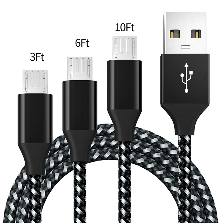 2m Nylon Braided Durable USB to Micro Data Cable 3FT 6FT 10FT Android Phone Charging Cable for Samsung Galaxy Note 20 10 9 8 Moto G8 G7