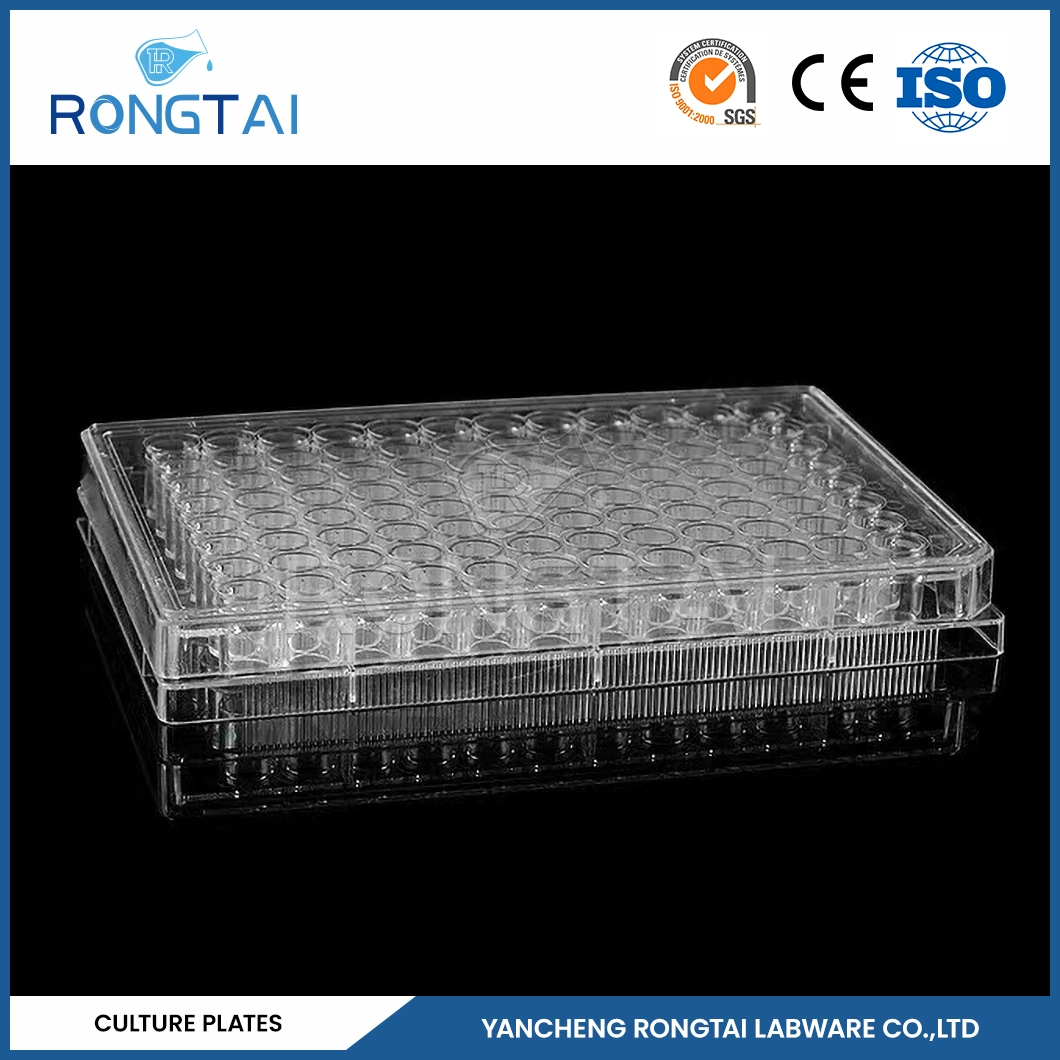 Rongtai 96 poços de fundo plano para cultura de tecidos fábrica de placas de Laboratório de Biologia de plástico descartáveis Placa de cultura China Cultura Celular well Plate