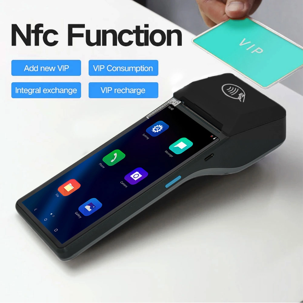 Terminal de point de vente portable avec lecteur d'empreintes digitales, lecteur de codes-barres et lecteur de cartes NFC pour restaurant (Z300)