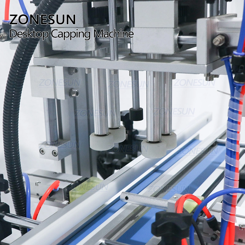 Zonesun Spray Electrical Full Automatic Engine Oil Screw Round Bottle Capping Machines with Conveyor