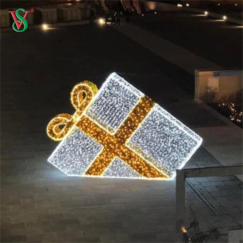 3D LED grande Caja de regalo de Navidad de la luz de Motif de la cuerda de la decoración de exteriores