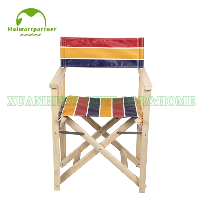 Fábrica de salida ODM a medida Oxford tela portátil plegable lona Silla Director de madera al aire libre Camping Lawn Cena silla Artista