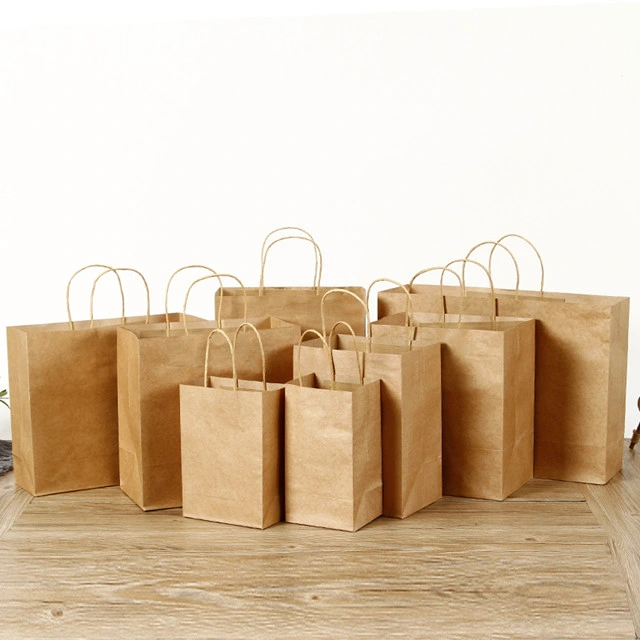 Basic Customization Custom Recycled Printed Promotional Art Shopping Gift Kraft Paper Bags