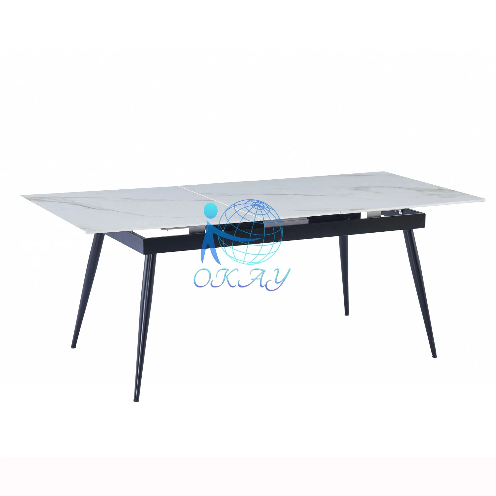 2022 Bien Best Seller Brillante cerámica Italia mesa de comedor con patas de metal superior central de elevación