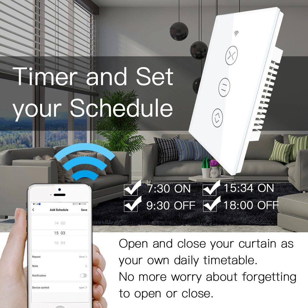 Tuya Vorhang Smart Wall Switches 1/2 Gang Elektrische Drahtlose Fernbedienung Steuerung WiFi RF Rollläden Shutter Track Rail Smart Life Alexa Curtain Touch-Schalter