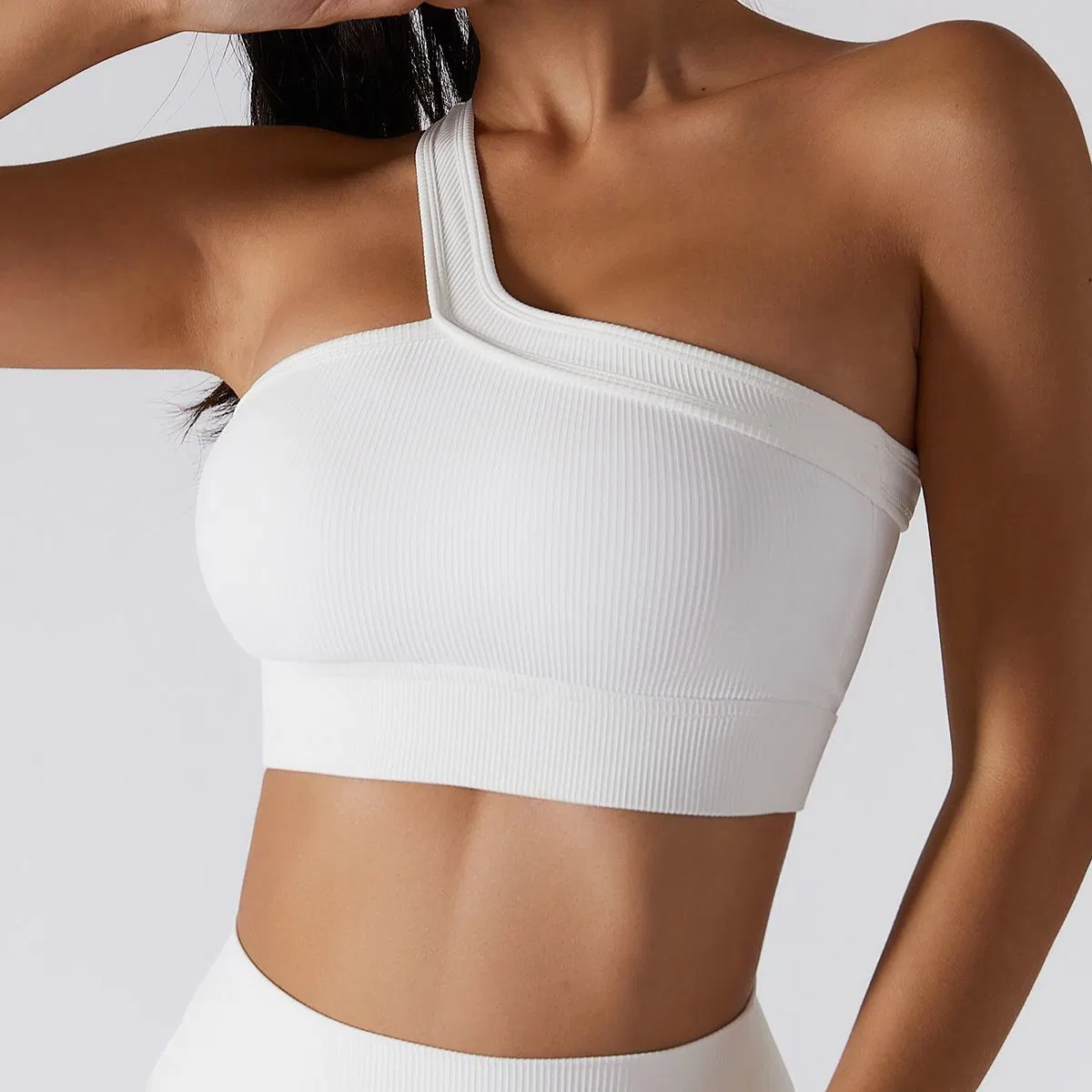 Custom Logo Ribbed Yoga Gym Fitness Crop Top Hot Sexy Booty Bra