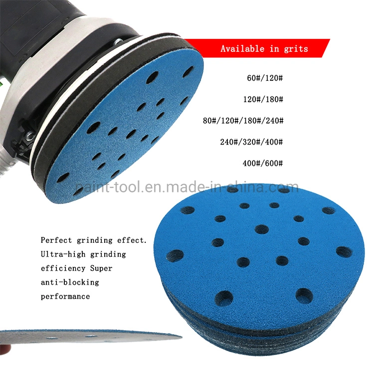 6 Inch 150mm 17 Holes Hook and Loop Blue Pet Film Water Sandpaper