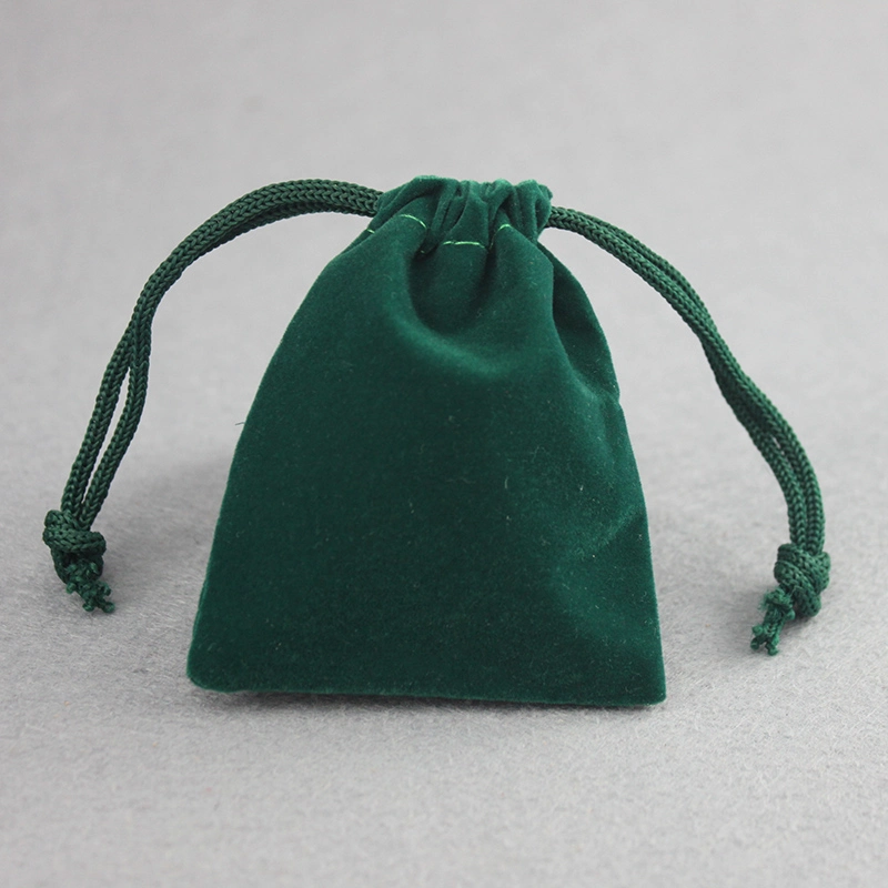 Customized Green Drawstring Velvet Gift Pouch Bag