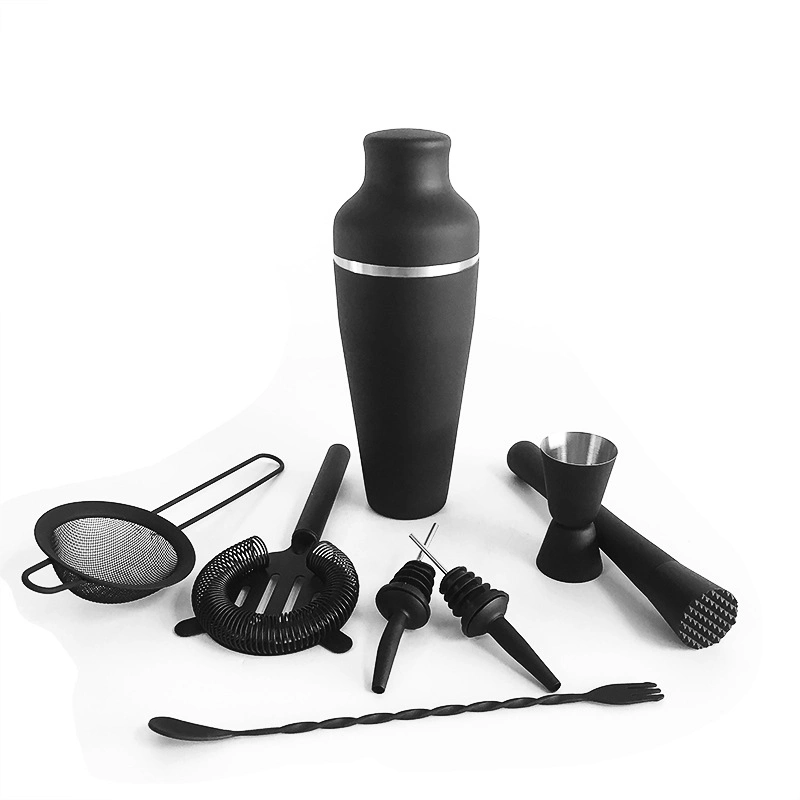 Professional Bartender Kit Black Matte Stainless Steel Cocktail Shaker Bar Set