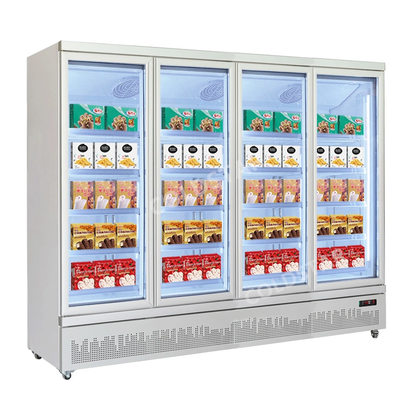 Supermercado congelado comida comercial congelador de vidro porta Frigorífico Display frigorífico Para gelado