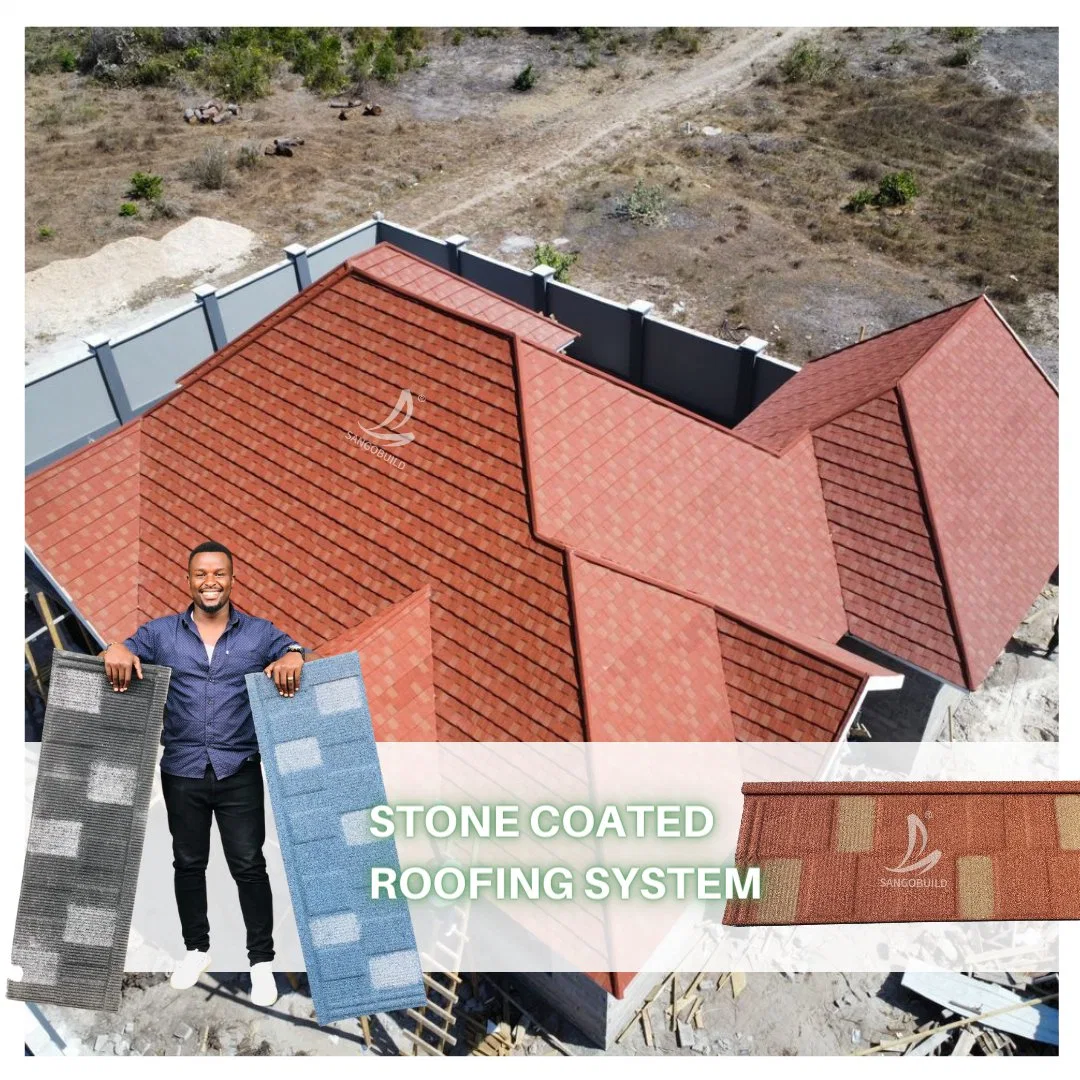 Various Colors Chinese Black Red Roof Tile Roofing Materials Guatemala Stone Coated Steel Roman Shingle Roof