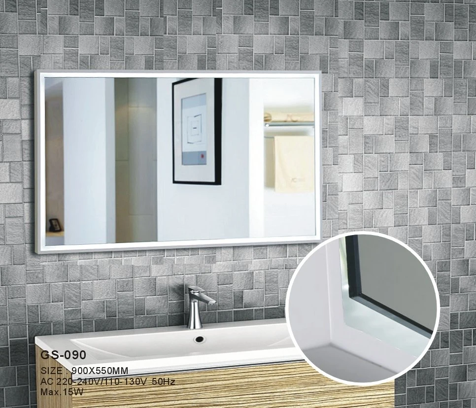 Rectangle Acrylic Silver Home Decor LED Bathroom Futniture Mirror