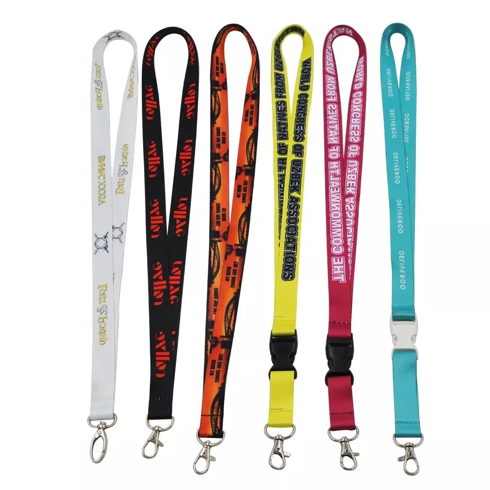 Safety Designer Silk Woven Clip Sublimation Card Holder Neck Phone Keychain Anime Lanyards with Logo Custom Polyester Lanyard