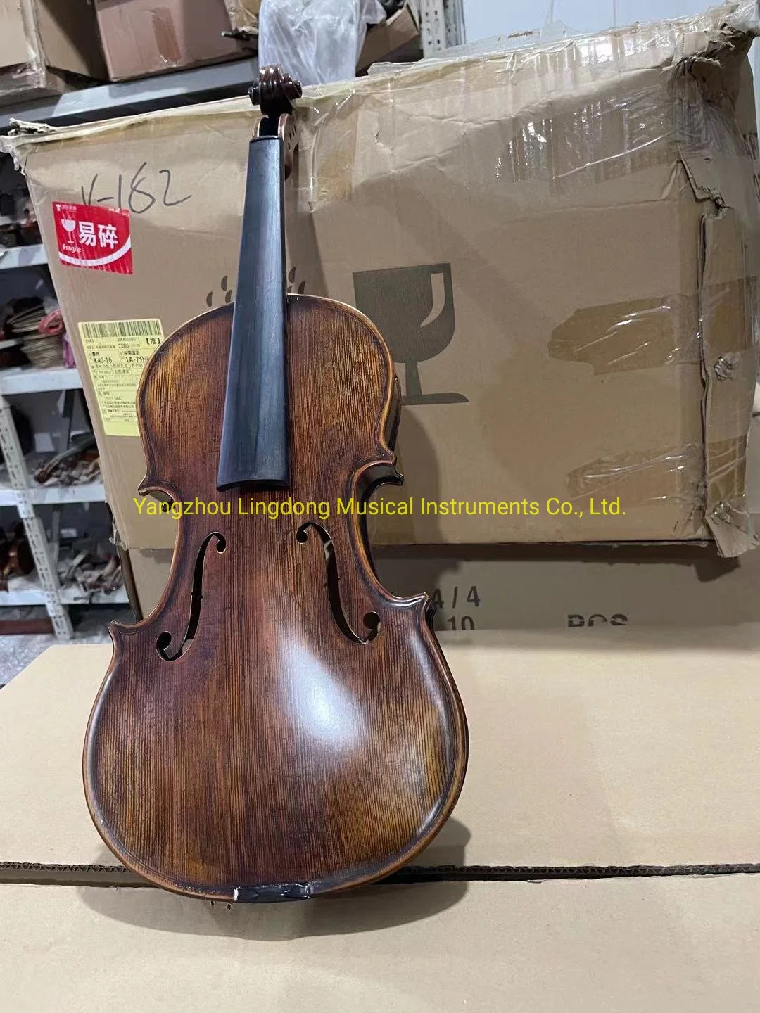 Wholesale/Supplier Handmade Natural Flame Violin with Ebony Parts in China